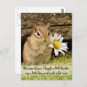 愛らしいベビーチップムンクウィズフレンドシップ引用文 ポストカード (正面/裏面)