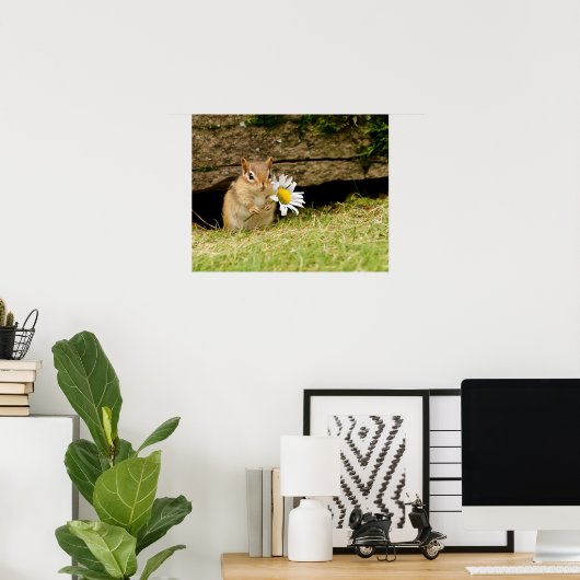 愛らしいベビーチムンクとデイジーポスター ポスター (ホームオフィス)