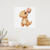 愛らしいベビーディノウォールアート – 子供部屋デコール ポスター (キッチン)
