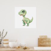 愛らしいベビーディノウォールアート – 子供部屋デコール ポスター (キッチン)