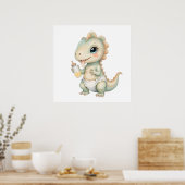 愛らしいベビーディノウォールアート – 子供部屋デコール ポスター (キッチン)