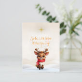 愛らしいベビートナカイのクリスマスメッセージ シーズンポストカード (スタンド正面)