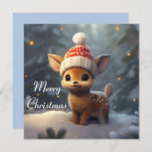 愛らしいベビートナカイ付きメリークリスマスカード シーズンカード (正面/裏面)