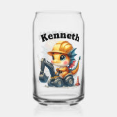 愛らしいベビードラゴンミニ掘削機を操作 ガラス缶 (裏面)