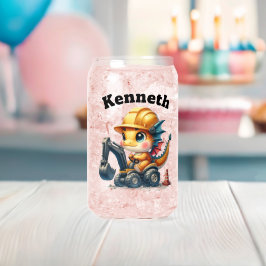 愛らしいベビードラゴンミニ掘削機を操作 ガラス缶