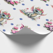 愛らしいベビードラゴン&スノーフレーク・オンホワイト ラッピングペーパー (角)