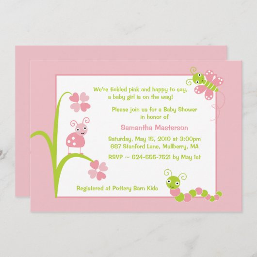 愛らしいベビーバグズベビーシャワー招待状 招待状 (正面/裏面)