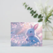 愛らしいベビーバニーの花畑 ポストカード (スタンド正面)