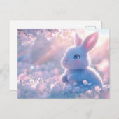 愛らしいベビーバニーの花畑 ポストカード (正面/裏面)