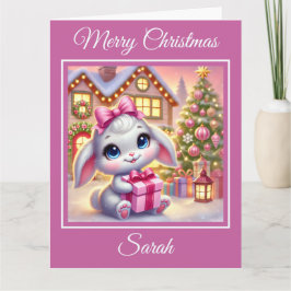 愛らしいベビーバニーアットアクリスマスコテージ カード