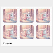 愛らしいベビーバニーラビットウィメンズガールズキュートイースター スクエアシール (シート)