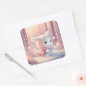 愛らしいベビーバニーラビットウィメンズガールズキュートイースター スクエアシール (封筒)