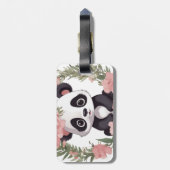 愛らしいベビーパンダのクマと花 ラゲッジタグ (裏面縦)