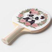 愛らしいベビーパンダのクマと花 卓球ラケット (正面アングル)