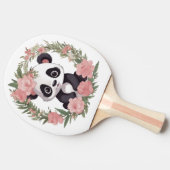 愛らしいベビーパンダのクマと花 卓球ラケット (横)