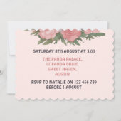 愛らしいベビーパンダのクマと花 招待状 (裏面)