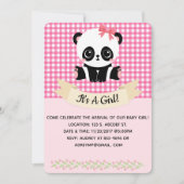 愛らしいベビーパンダピンクベビーシャワー招待状 招待状 (正面)