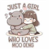 愛らしいベビーヒッポ、トウを愛する女モーの子 シール (正面)