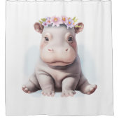 愛らしいベビーヒポタムス シャワーカーテン (正面)