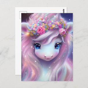 愛らしいベビーファンタジーユニコーン ポストカード