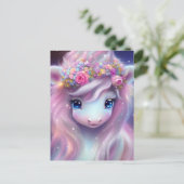 愛らしいベビーファンタジーユニコーン ポストカード (スタンド正面)