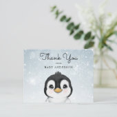 愛らしいベビーペンギン冬ありがとうハガキ ポストカード (スタンド正面)
