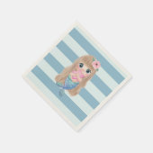 愛らしいベビーマーメイドオンライトブルーストライプズ スタンダードカクテルナプキン (角)