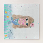 愛らしいベビーマーメイド、海 ジグソーパズル (横)