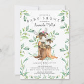 愛らしいベビームースとママ赤ちゃんシャワー 招待状 (正面)