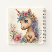 愛らしいベビーユニコーンの水彩画 ノートブック (裏面)