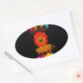 愛らしいベビーライオンアートデザインモチーフ 楕円形シール (封筒)