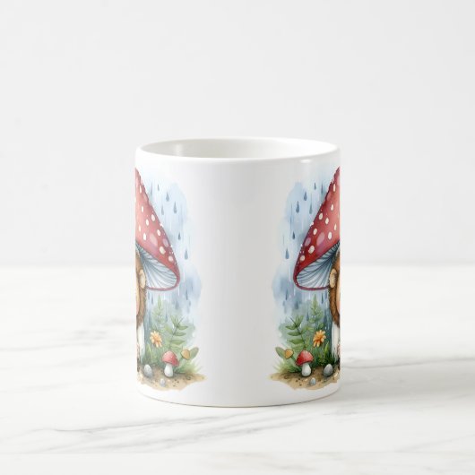 愛らしいベビーライオンカブアンダーマッシュルーム傘 コーヒーマグカップ (中央)