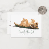 愛らしいベビーライオンサンキューカードパステルワイルドライフ ノートカード (正面/裏面インサイチュ)