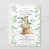 愛らしいベビーラクーンとママモウッドランドベイビーシャワー 招待状 (正面)