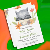 愛らしいベビーラクーンベイビーシャワー 招待状