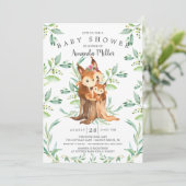 愛らしいベビーリスとママ赤ちゃんシャワー 招待状 (スタンド正面)