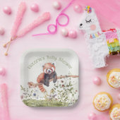 愛らしいベビーレッドパンダベアーベイビーシャワー ペーパープレート (パーティー)