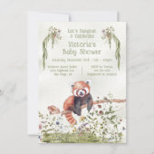愛らしいベビーレッドパンダベアーベイビーシャワー 招待状 (正面)