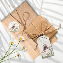 愛らしいベビーレッドパンダベア1st誕生日パーティー ラウンドシール