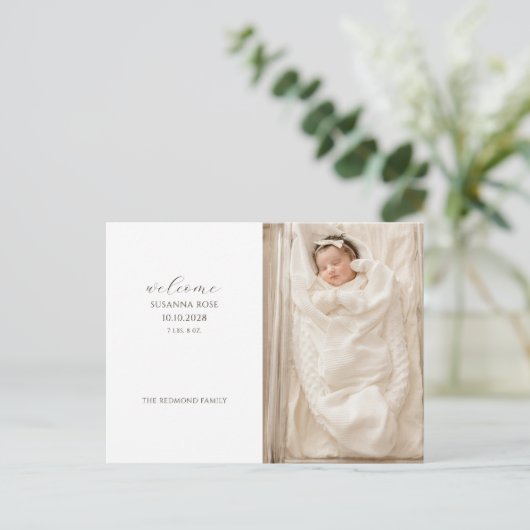 愛らしいベビー写真誕生 案内ポストカード (スタンド正面)