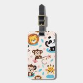 愛らしいベビー動物園の動物シームレスなパターン ラゲッジタグ (正面縦)