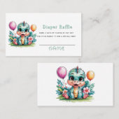 愛らしいベビー恐竜おむつラッフル 名刺 (正面/裏面)