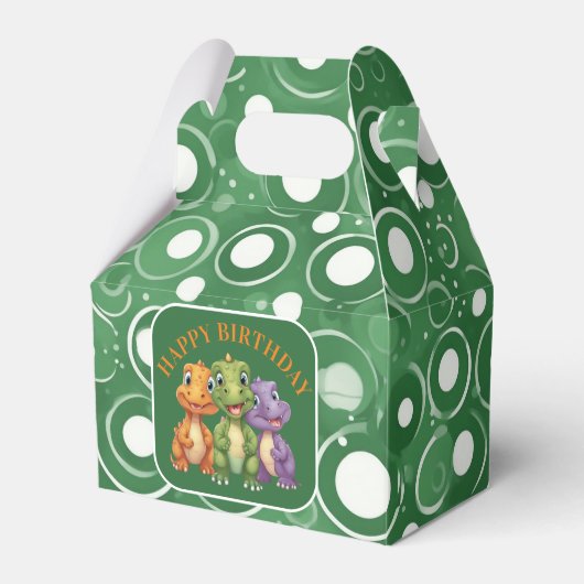 愛らしいベビー恐竜のパーティー フェイバーボックス (正面サイド)