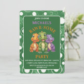 愛らしいベビー恐竜のパーティー 招待状 (スタンド正面)