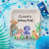 愛らしいベビー恐竜の誕生日パーティー ペーパープレート (パーティー)