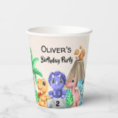 愛らしいベビー恐竜の誕生日パーティー 紙コップ (裏面)