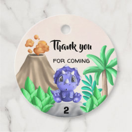 愛らしいベビー恐竜バースデーパーティーメッセージカード フェイバータグ