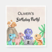 愛らしいベビー恐竜誕生日 スタンダードランチョンナプキン (正面)