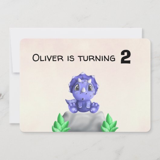 愛らしいベビー恐竜誕生日 招待状 (裏面)