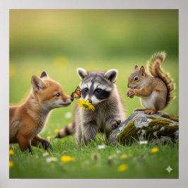 愛らしいベビー森林動物 ポスター